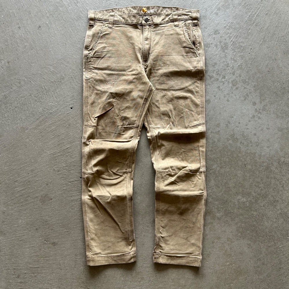Carhartt Pants Size 36x30 Tan Straight Fit Workwear Zipper Pocket Utility